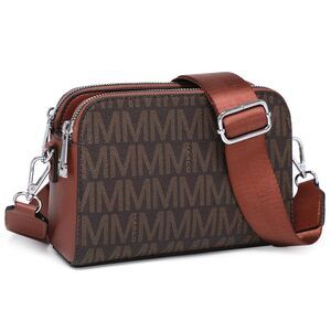 1206 Crossbody Bags Triple Zip Vegan Leather Camera Purses Small Shoulder